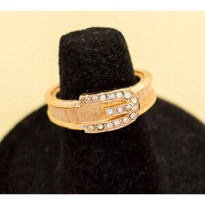 Vintage Gold Tone Rhinestone Ring Size 5 1/2 by Avon i8